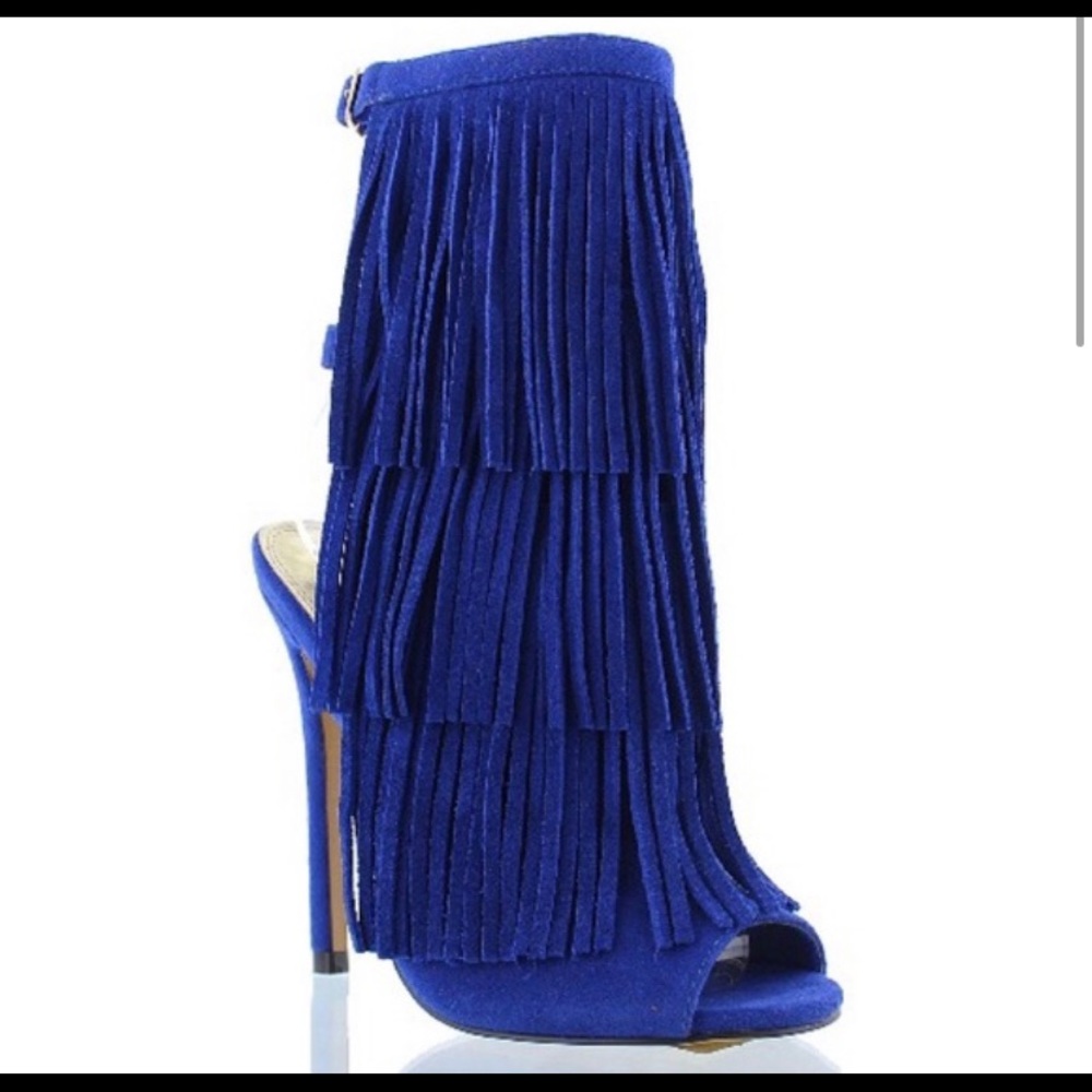 BNIB Blue Fringed Heels